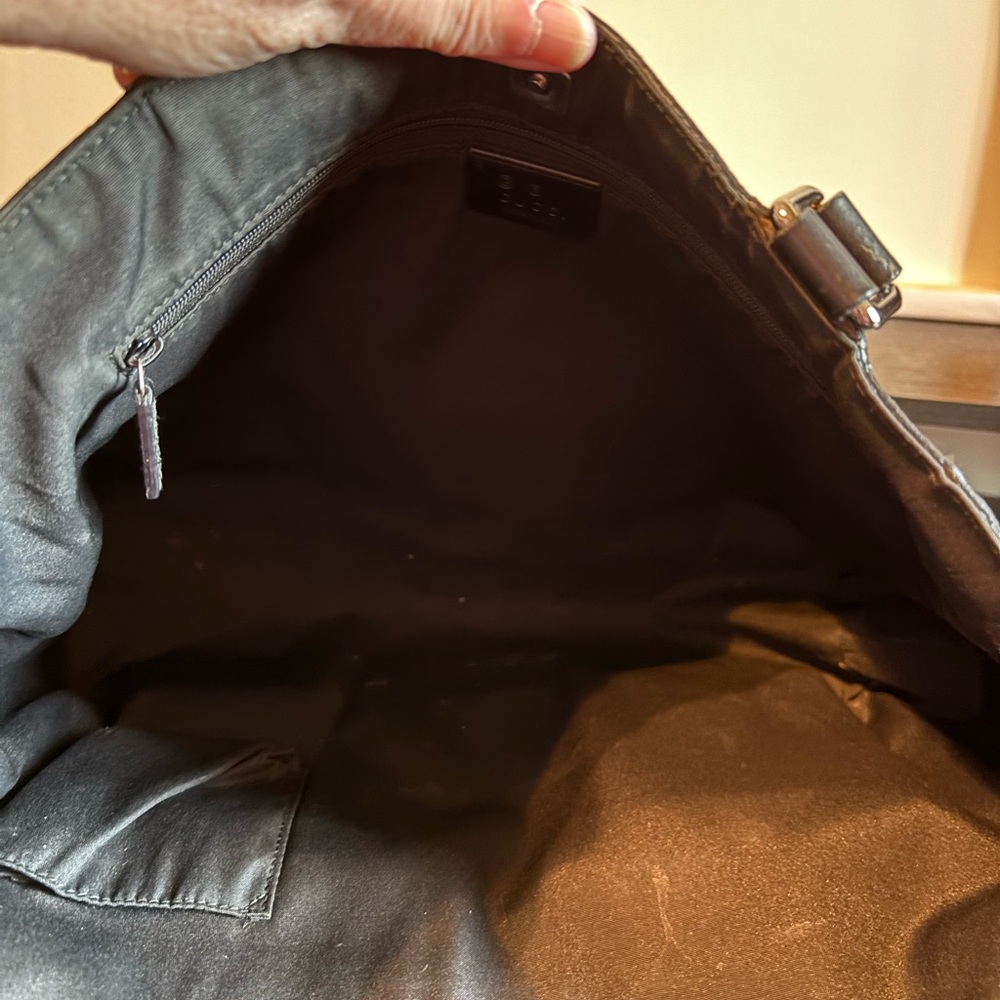 Authentic Gucci Abbey D-Ring GG Monogram Canvas and Leather Tote Bag - Green/blk - Picture 10 of 14